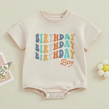 Детские Наряды на День Рождения Для мальчика, Комбинезон с пузырями для Именинника с коротким рукавом, Рубашка на День рождения, Подарочная Летняя Одежда