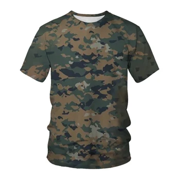 Серая камуфляжная футболка Мужская камуфляжная футболка с принтом чернилами Футболки 3d военные футболки Повседневная готическая одежда с коротким рукавом
