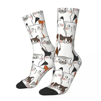 Забавный кот со смайликом, Носки с забавным котом, шоппинг, 3D принт, носки до середины икры для мальчиков и девочек в тюбиках