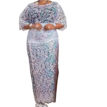 Африканские Свадебные Платья для Женщин, Модные Африканские Сетчатые платья с круглым вырезом и рукавом 3/4, Длинное Макси-платье Дашики, Африканская Одежда Для женщин