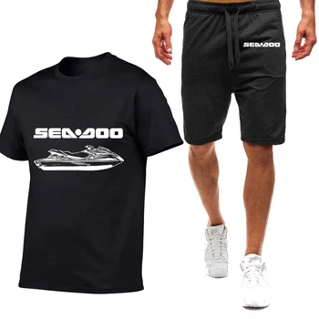 Sea Doo Seadoo Moto/ Мужские Новые Летние Повседневные футболки с принтом и коротким рукавом, Хит продаж, Спортивные Шорты в стиле харадзюку, Костюмы-двойки