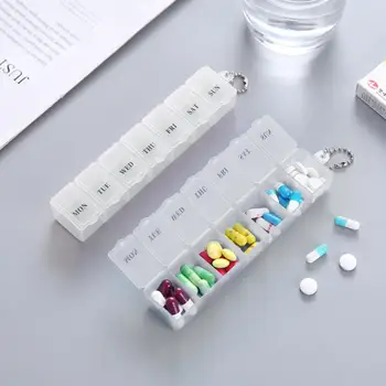 Пластиковая коробка для таблеток Портативная Изысканная Трехцветная Пластиковая коробка для хранения 7 маленьких таблеток, чехол для таблеток для разделения лекарств