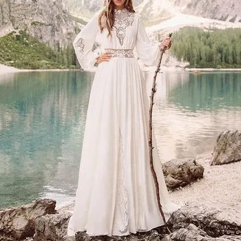 Новое свадебное платье 2023 года из кружевной трубы в пол/русалка с длинными рукавами в церковном стиле