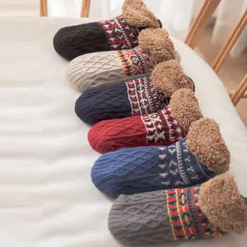 Мужские зимние утепленные Уютные пушистые плюшевые носки, Коралловый флис, теплая домашняя одежда, теплые носки для сна, Рождественские Вязаные носки, Чулочно-носочные изделия.
