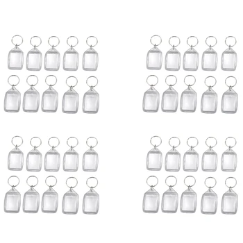 40X Прозрачные акриловые пластиковые пустые брелоки для ключей, вставленные в брелок с фотографией на паспорт