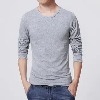 Потрясающий мужской топ, пуловер с длинным рукавом, удобная однотонная дышащая мужская рубашка