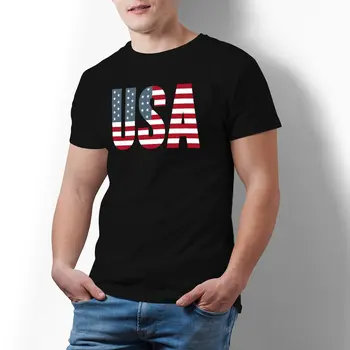 Футболка оверсайз с буквенным флагом США, хлопковые футболки, классическая модная футболка с принтом для мужчин, пляжные эстетичные футболки на заказ