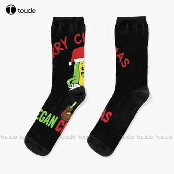 Носки с Рождеством Авокадо - Аво, Хлопчатобумажные Носки для мужчин, Персонализированные Мужские носки для взрослых подростков и молодежи, Цифровая печать 360 °