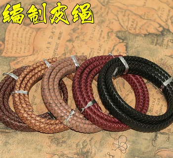 Винтажная плоская квадратная плетеная веревка из натуральной воловьей кожи, ручной работы, браслет, ожерелье, сумка, веревка