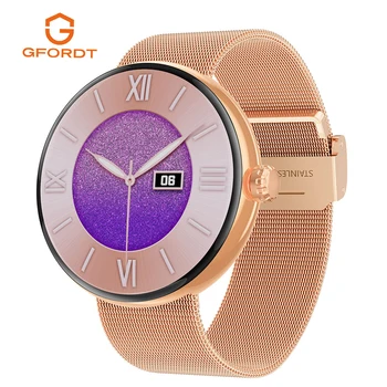 Женские смарт-часы GFORDT с Bluetooth для ответа на вызов 1,3-дюймовый AMOLED-экран, монитор артериального давления и сердечного ритма, умные часы для женщин