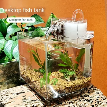 Мини-акриловый аквариум, Прозрачный Аквариум для хранения рыб, Портативный Настольный аквариум для тропических рыб Betta Starter Kit