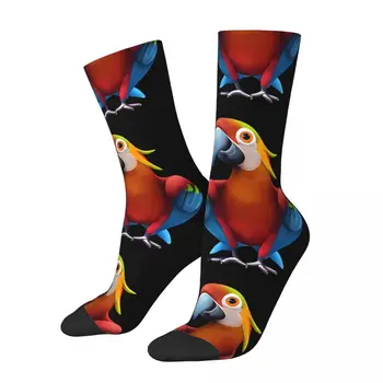 Мужские носки Macaw Happy с рисунком ретро-попугая, домашней птицы в стиле хип-хоп, носка Crazy Crew с подарочным рисунком