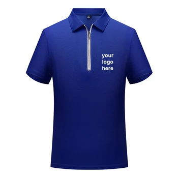 Мужская футболка на молнии 2023, летние модные повседневные футболки-поло с коротким рукавом, индивидуальный логотип для индивидуальной одежды компании