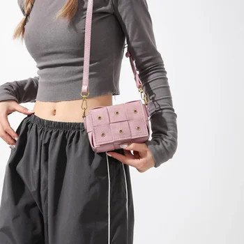 Дизайнерская тканая сумка 2023 Осень, новая женская сумка, винтажная сумка через плечо, мини-сумка через плечо на шпильке, кошельки и сумочки