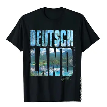 Немецкие Горы И озера Word Art Germany Текстовая футболка Футболки Топы Семейные Хлопчатобумажные Модные Приталенные Мужские