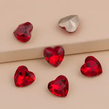 В форме красного сердца, разные размеры хрусталя, блестящие стеклянные стразы, стразы для ногтей, аксессуары для ногтей DIY
