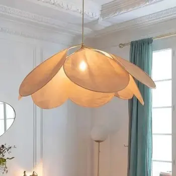 Подвесные светильники из ткани в скандинавском стиле с лепестками, простые богемные светильники для столовой, гостиной, спальни, чайной комнаты в семье, Люстры