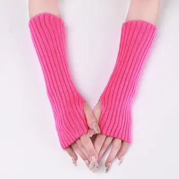 Новые женские нарукавники, японские бело-черные вязаные перчатки без пальцев в готическом стиле с рукавами-лодыжками и запястьями, перчатки из аниме Harajuku для девочек