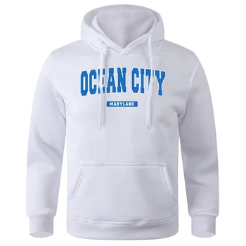 Мужская толстовка с буквенным принтом Ocean City Maryland, уличная одежда в стиле хип-хоп, Классические эстетичные толстовки, Новинка, Мода с капюшоном