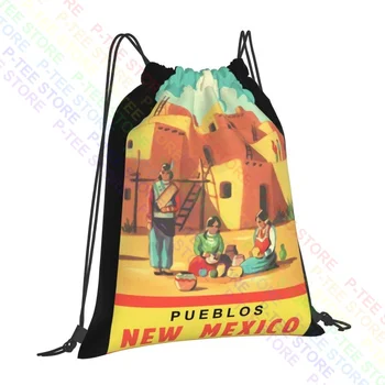 Мексика Пуэблос Путешествия- Индейцы, Санта-Фе, Маршрут 66 Сумки на шнурках, спортивная сумка, сумки для покупок с художественным принтом, Рюкзаки для одежды