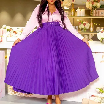 Женская юбка 3XL с драпировкой, длинная юбка плюс размер, дизайн с высокой талией, фиолетовые юбки ярких цветов с поясом, женские плавки